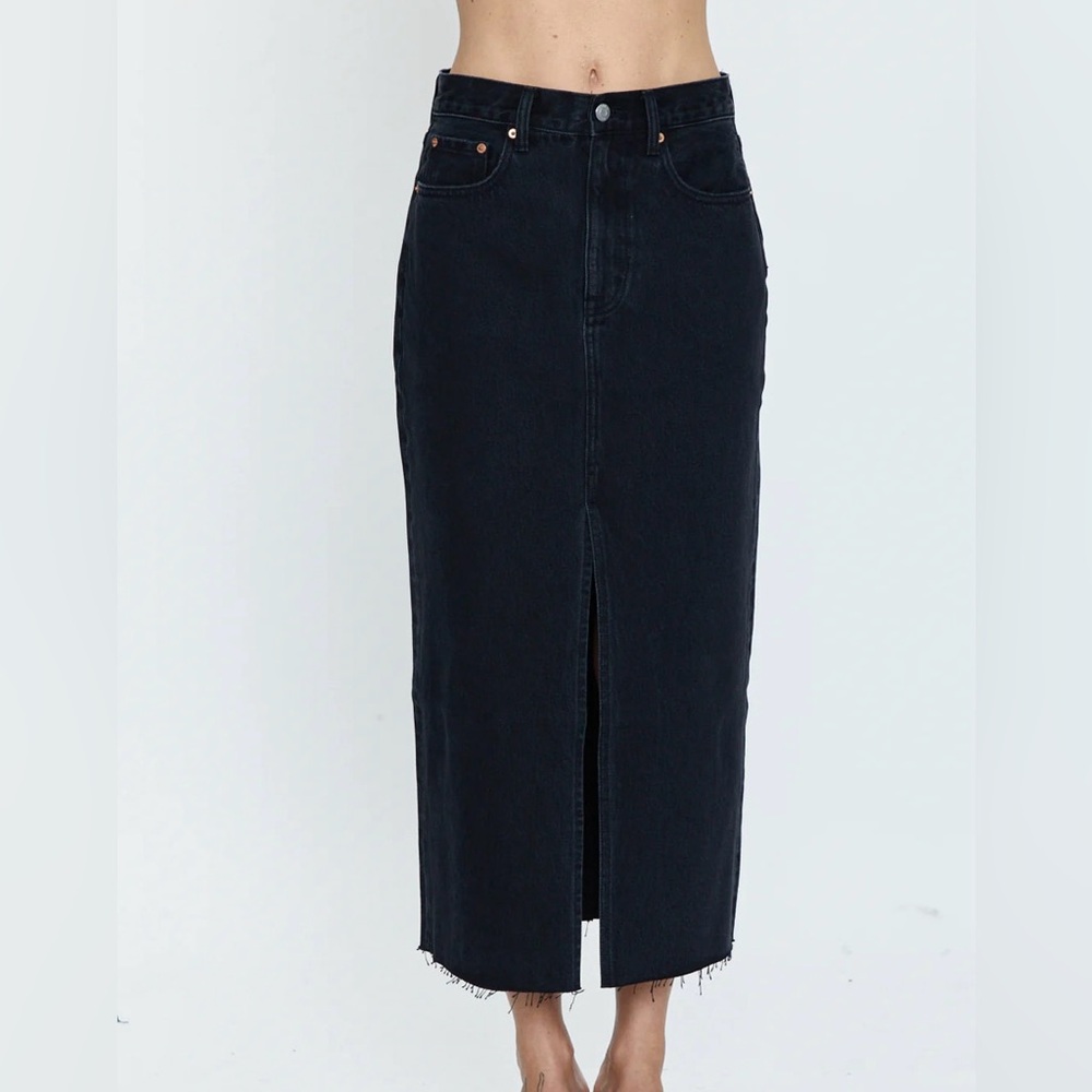 Pistola ALICE DENIM MIDI SKIRT | UNDERGROUND WASH | BLACK